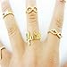 Sankuwen Fashional 7pcs Stack Plain Rings Cute Eye Bowknot Crown Rhinestone Joint Rings