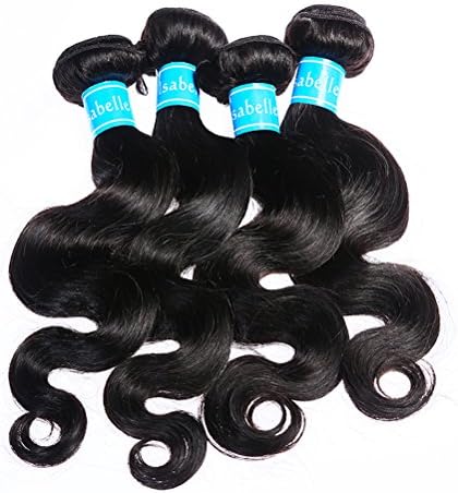 ISABELLE HAIR Grade AAAAAAA 7A Top Quality 4 Bundles 400 Grams Unprocessed Brazilian Virgin Hair Body Weave 10" to 24" Remy Human Hair Extensions 24 24 24 24
