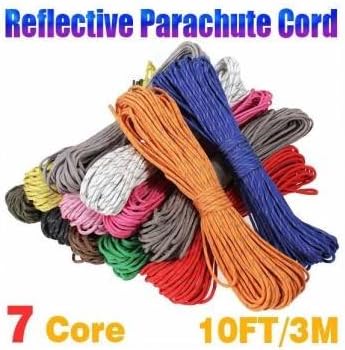 10 Feet 7 Strand Internal Core Reflective Parachute Cord .