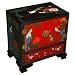 EXP Handmade Furniture - 22" Black & Red Lacquer Storage Cabinet / End Table Imperial Garden Motif