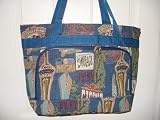 Las Vegas Tote Bag, Navy Blue Tapestry