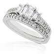 1.00ctw Emerald Cut Diamond Wedding Ring Set (HI/SI-I1) in 14kt White Gold