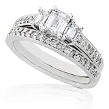 14k White Gold 1.00ctw Emerald Cut Diamond Wedding Set (HI/SI-I1)