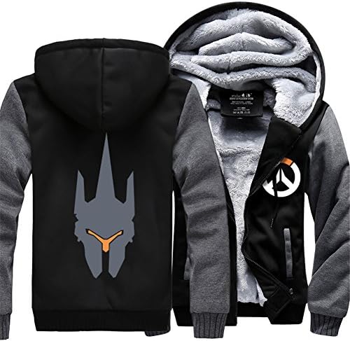 Men's Zipper Hoodie Overwatch Costume Reinhardt Hoodie Sweater Grey,X-Large