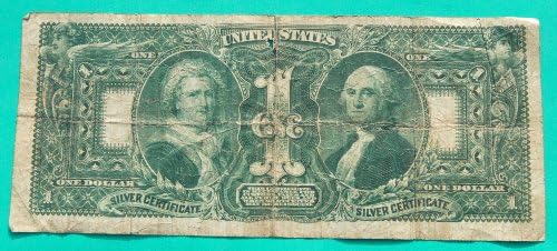 Series of 1896 $1 Silver Certificate, red seal and dark blue serial numbers - Educational Note. George and Martha Washington