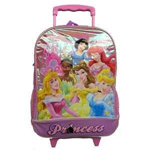 Disney Princess Girls Large Pink Purple Rolling Wheeled School Backpack by 