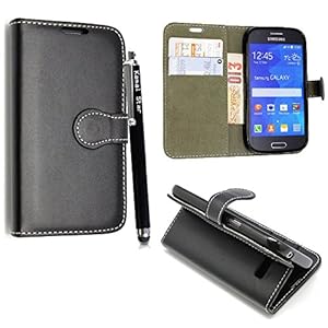 KAMAL STAR [TM] Samsung Galaxy A7 Premium PU Leather Magnetic Flip Wallet Case Cover Pouch +STYLUS (Black Book)