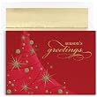 Sparkling Tree On Red Christmas Cards -
