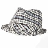 100% Cotton Scottish Plaid Fedora Trilby Hat Cream with Multi-colors L/XL