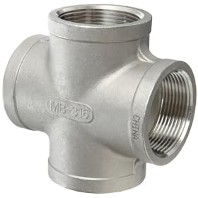 Merit Brass K410-04 Cross, 1/4" NPT Female, Class 150 304 Stainless Steel Cast Pipe Fitting