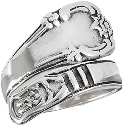 Oxidized Old Fashion Sterling Silver Spoon Ring 3 Styles (Classic sz 7)