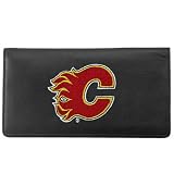 NHL Calgary Flames Black Leather Embroidered Checkbook Cover