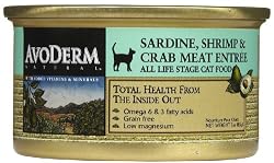 AvoDerm Natural Sardine, Shrimp & Crab Entree in Gravy Cat Food - 24 3-Ounce Cans
