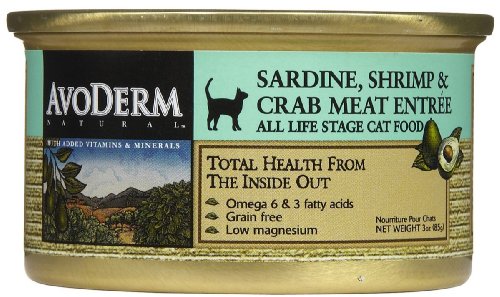 AvoDerm Natural Sardine, Shrimp & Crab Entree in Gravy Cat Food - 24 3-Ounce Cans