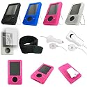Microsoft Zune Mp3 Video Player Silicone Skin Case Cover - Accessory Kit - Bundled with Home Travel Wall Charger and 12v Car Charger - 5 Color Options