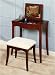 New contemporary style dark cherry brown finish wood vanity make up table and stool set