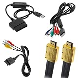 GTMax 4FT AV Composite Cable + PS2 To PS3 Controller Convertor Cable + 6FT HD Component Cable +10FT 
