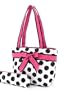 Pink White & Black Polka Dots Insulated Lunch Tote Bag