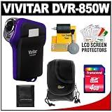 Vivitar DVR-850W Underwater Digital Video Recorder Camcorder (Purple) with 4GB Card + Case + Accessory Kit