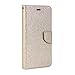 GMYLE iPhone 6 Plus Case, Wallet Case Classic for iPhone 6 (5.5 inch Display) - Champagne Gold Natural Silk Pattern PU Leather Slim Stand Case Cover (with 2 card slots and and money pocket)