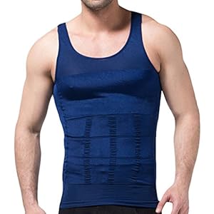 H:oter® Mens Slimming Body Shaper Vest Shirt Abs Abdomen Slim, Blue - L