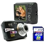 SVP Xthinn-8368 Black 10MP Max 3x Optical Zoom 3 LCD Digital Camera (Free-4GB SDHC Memory Card)