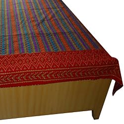 Bedcover Cotton Double Layered Embroidered Block Print (bscov383)