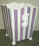 HAND PAINTED PERSONALIZED WOODEN WASTE BASKET