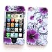 Apple iPhone 4 & 4S Snap-on Protector Hard Case Image Cover "Artistic Purple Flowers" Design