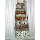 Bollywood Fashion White Color Animal Print Womens Cotton Wrap Skirts 40"length Free Shipp
