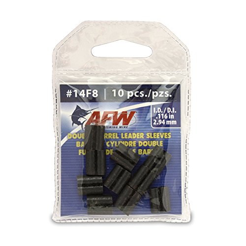 American Fishing Wire Double Barrel Crimp Sleeves, Black Color, Size 7F8, 0.068 -Inch Inside Diameter, 100-Pieces