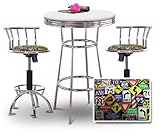 Chrome Bar Table & 2 Chrome Adjustable 24
