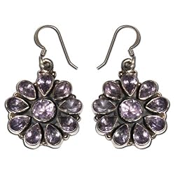 Valentine Present Sterling Silver Amethyst Earrings 1.5 inches (erg037)