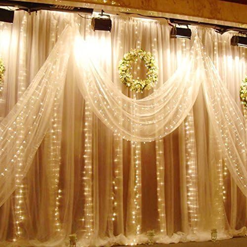 3m * 3m 300 LED Waterproof Decorative Fairy Icicle String Lights for Bedroom Wedding Party Birthday Garden Christmas Holiday Home Indoor Outdoor Club Stage Use on Wall Tree Roof Curtain (Warm White)