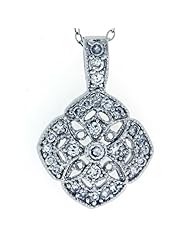 925 Sterling Silver cubic zirconia pendant 18 inch Cable Chain Rhodium Plated Gift boxes