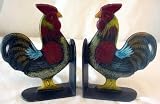Cast Iron Rooster Bookends Set