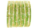 Beachcombers! Ethnic Glass Indian Wedding Bridal Bollywood Bangles Belly Dance Bracelets Set Olive Green