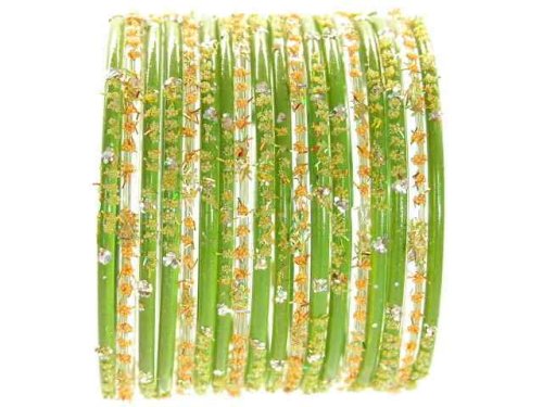 Click here to buy Beachcombers! Ethnic Glass Indian Wedding Bridal Bollywood Bangles Belly Dance Bracelets Set Olive....