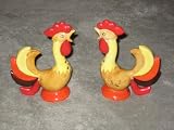 Vintage 1964 Howard Holt Rooster 4 1/2 Inch Porcelain Salt & Pepper Shakers - Made In Japan