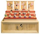 南雲 作　収納台付　木彫り雛人形「花月」