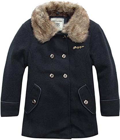 Pretty Tiger Girl's Faux-Fur Collar Traditional-Fit Duffle Coats US 5
