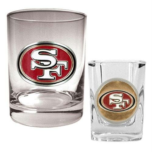 NFL San Francisco 49ers Rocks Glass & Shot Glass Set - Primary Logo