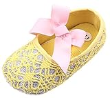 (ラボーグ) La Vogue 子供靴 ベビー ファーストシューズ キッズ フォーマル靴 ルームシューズ メッシュ 新生児 出産祝い 歩行サポート 蝶結び飾り (内寸12cm, Cイエロー)