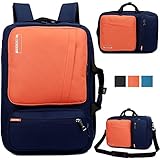 Brinch Unisex 10-17 Inch Laptop Backpack with Side Handle and Shoulder Strap, Orange-Blue