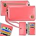 Smart Phone Wristlet, caseen® Bella Wallet Clutch Purse Case (Coral) for Apple iPhone 6S 6 5S 5C 5 4S 4, Samsung Galaxy S5 S4 S3, Google Nexus 5X 5, LG G2, HTC One M7, Sony Xperia Z Z3 Compact / Z3v, Moto X G E, Droid MAXX Razr Mini [Up to 5.75 x 3.1 Inch Smartphone] - Regular Size