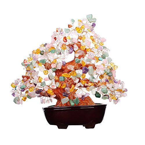 Feng Shui Multi Color Natural Gem Stone Money Tree Office Table Feng Shui Decoration Crystal Money Tree9 Inch
