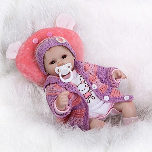 Nicery Reborn Baby Doll Soft Silicone Vinyl 18inch 45cm Magnetic Mouth Lifelike Boy Girl Toy Red Pillow Eyes Open