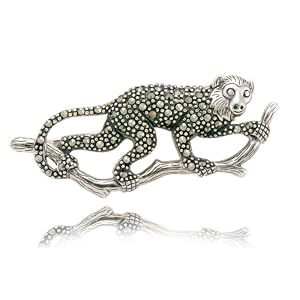 Sterling Silver Marcasite Capuchin Monkey Pin