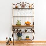 Antiqued Bronze Decorative Baker's Rack w/Wine Storage