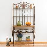 Antiqued Bronze Decorative Baker's Rack w/Wine Storage
